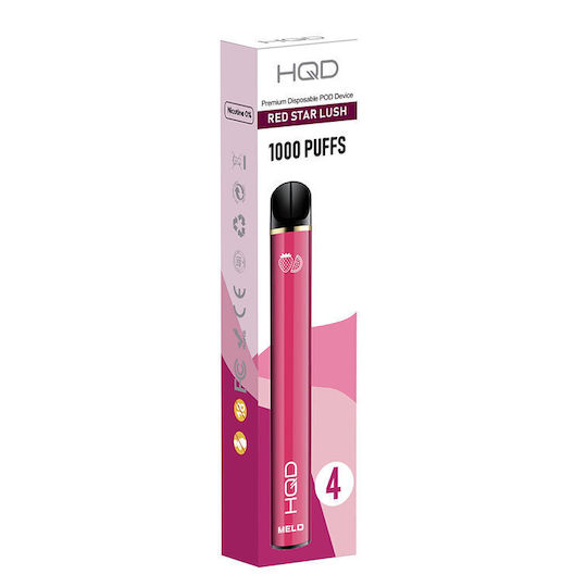 HQD Melo Einweg-E-Zigarette 1000 Einweg-E-Zigaretten Roter Star Lush ohne Nikotin 4.3ml Rote
