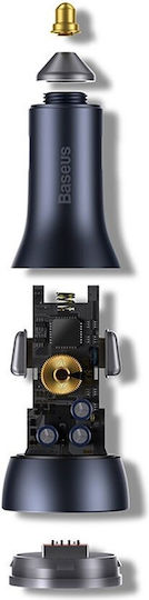 Baseus Golden Contactor Pro Зарядно за кола 65W с Портове: 1xUSB 2xType-C Син Цвят
