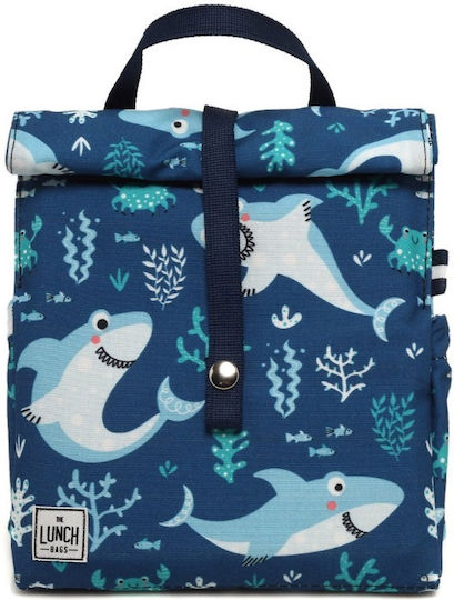 The Lunch Bags Kids Geantă Izotermică de Prânz de Mână pentru Școală 5lt Albastru 21 x 16 x 24cm Rechin
