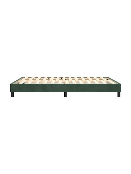 Double Bed Base Upholstered with Dark Green Fabric Suitable for Mattress 140x200cm