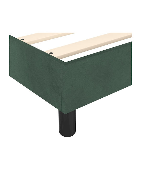 Double Bed Base Upholstered with Dark Green Fabric Suitable for Mattress 140x200cm