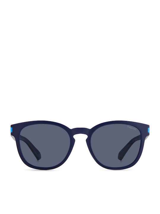Polaroid Men's Sunglasses with Navy Blue Horn-Rimmed Frame and Blue Lens PLD2129/S FLL/C3