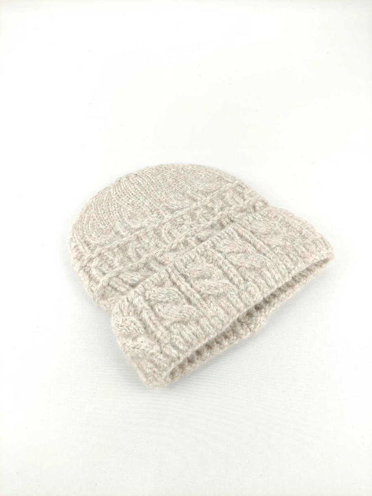 Verde Knitted Beanie Cap Beige