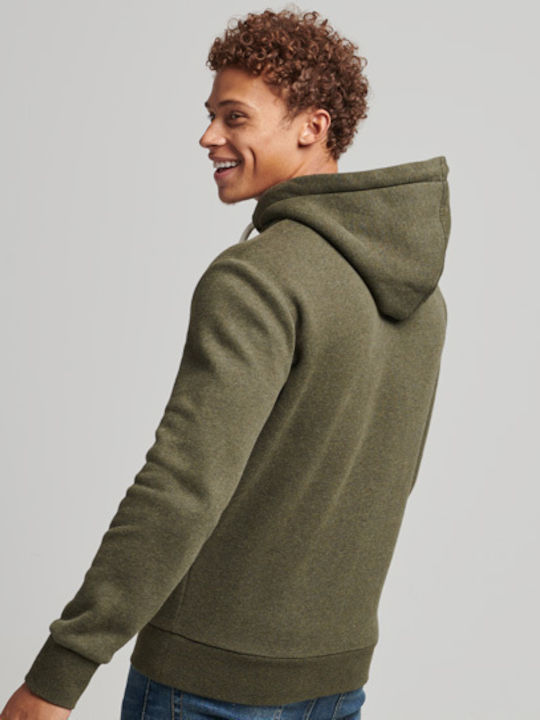 Superdry Vintage Venue Tonal Men's Sweatshirt with Hood and Pockets Khaki