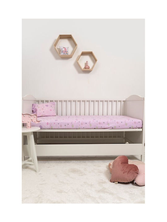 Naf Naf Little Hearts Baby Sheets Set Crib Cotton Pink 120x170cm 3pcs