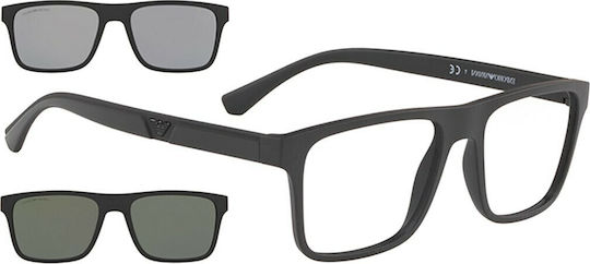 Emporio Armani Пластмасов Рамка за Очила с Clip On Черен EA4115 58011W