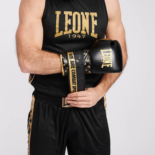Leone 1947 DNA Black Γάντια Πυγμαχίας Δερμάτινα για Αγώνα Μαύρα
