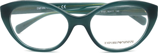 Emporio Armani Women's Acetate Cat Eye Prescription Eyeglass Frame Green EA3189 5127