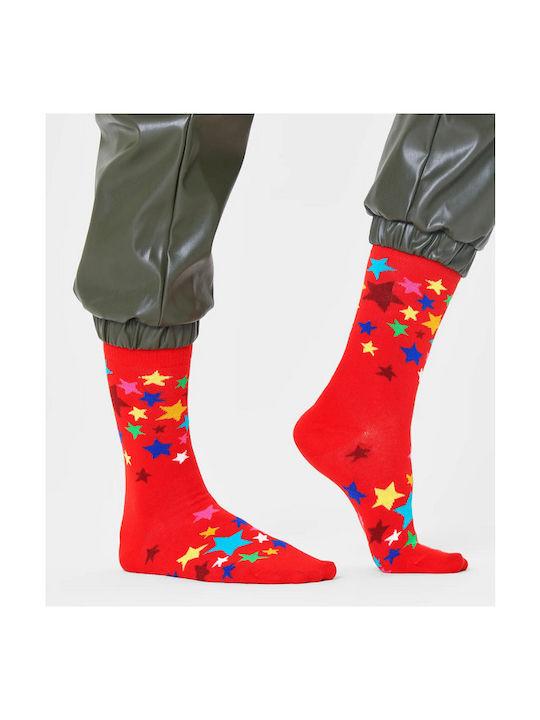 Happy Socks Stars Unisex Χριστουγεννιάτικες Κάλτσες Κόκκινες