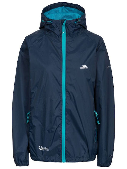 Women's Running Short Sports Jacket Waterproof and Windproof for Spring or Autumn Navy Blue