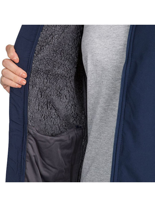 Kristen Women's Long Parka Softshell Jacket Waterproof and Windproof for Winter Navy Blue