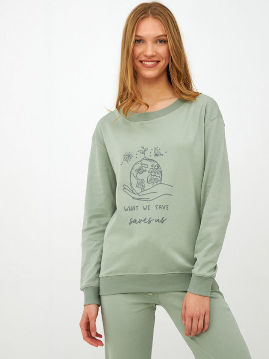 Harmony De iarnă Set Pijamale pentru Femei De bumbac Verde