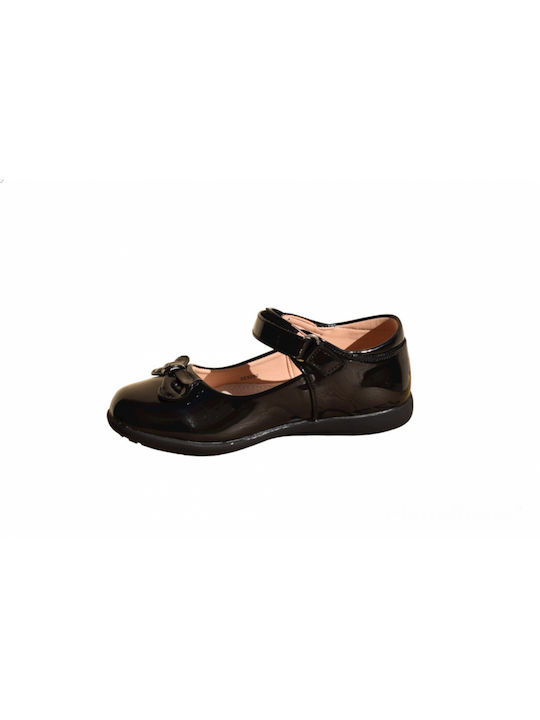 Τουίτι Kids Patent Leather Ballerinas with Hoop & Loop Closure Black