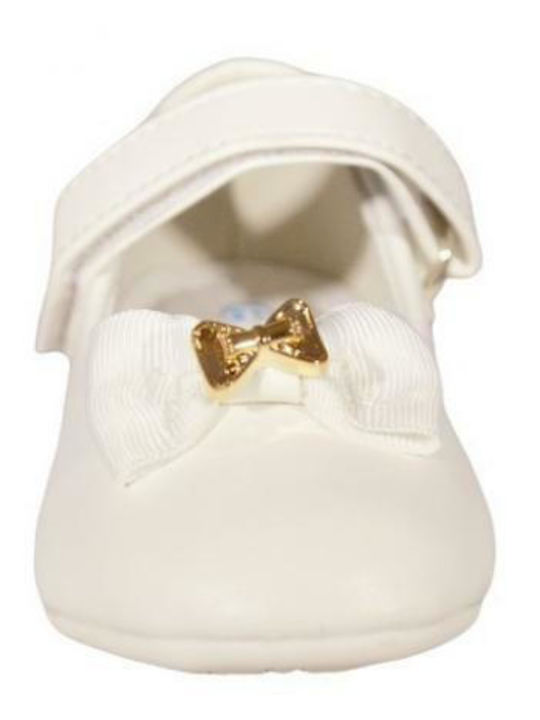 Kids Anatomic Leather Ballerinas with Hoop & Loop Closure White