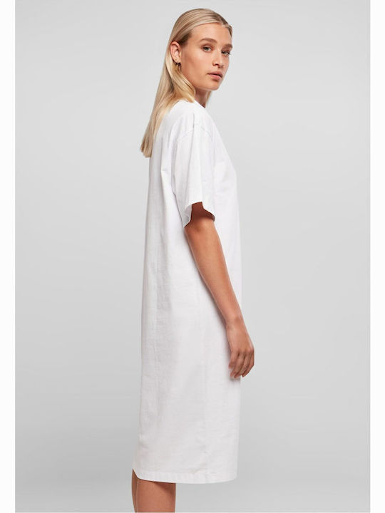 Καλοκαιρινό Midi Αθλητικό Φόρεμα T-shirt Κοντομάνικο Λευκό