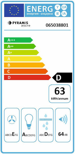 Pyramis Ecoline Livelo Απορροφητήρας Καμινάδα 60cm Μαύρος