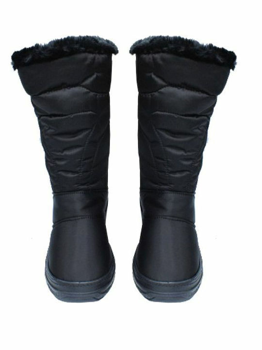 Anatomic Synthetic Leather Snow Boots with Fur Antartica Black