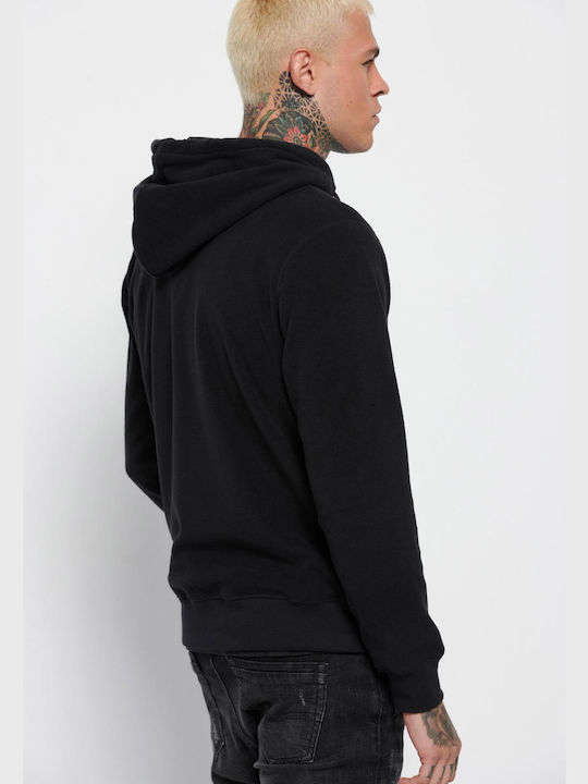 Funky Buddha Men's Sweatshirt Jacket with Hood and Pockets Black