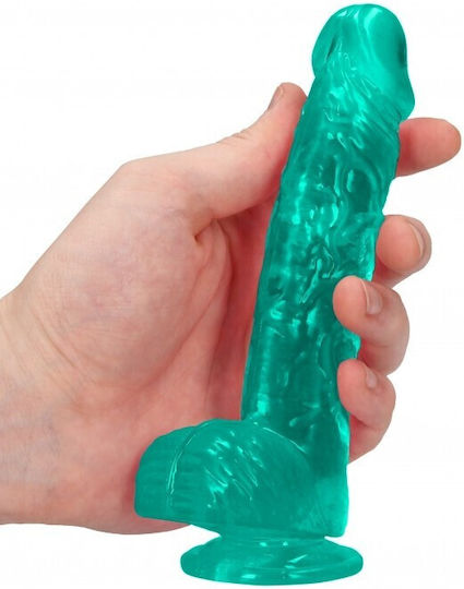 Shots Real Rock Crystal Clear Dildo With Balls Realistic Dildo with Scrotum & Suction Cup Green 15cm