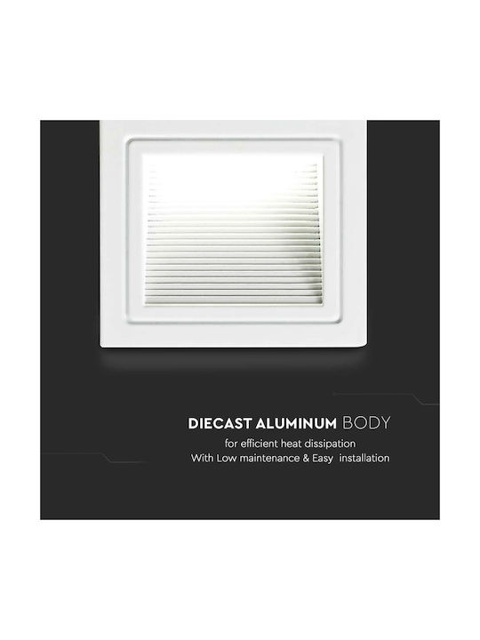 V-TAC Pătrat Metalic Spot Încorporat cu LED Integrat și Lumină Alb Natural Alb 7.2x7.2cm. 1buc
