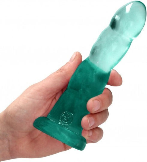 Shots Real Rock Crystal Clear Dildo with Suction Cup Green 18cm