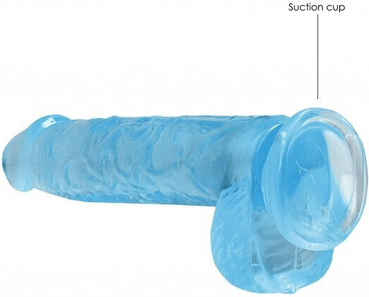 Shots Real Rock Crystal Clear Dildo With Balls Реалистично дилдо с Топки и Вендуза Синьо 15см