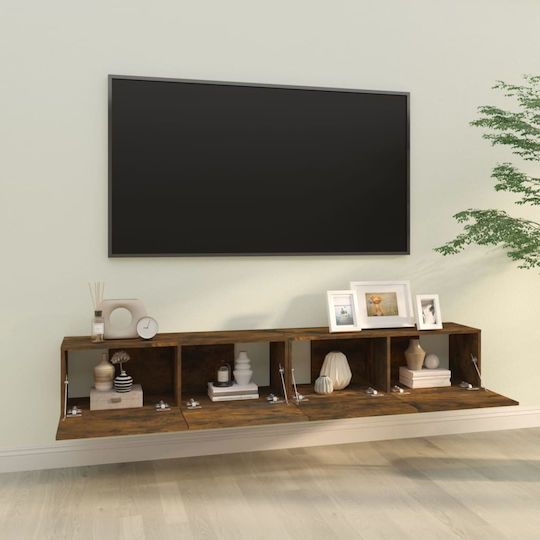 Wall-Mounted Living Room Cabinet Made of Smoked Oak Wood 100x30x30cm