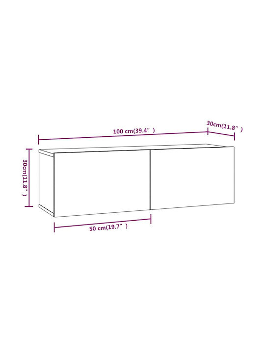 Wandvitrine Wohnzimmer aus geräucherter Eichenholz 100x30x30cm