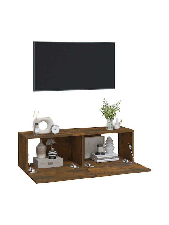 Wandvitrine Wohnzimmer aus geräucherter Eichenholz 100x30x30cm