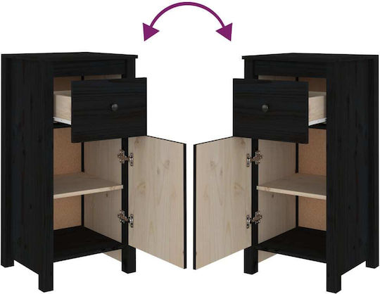 vidaXL Wohnzimmer Vitrine aus Massivholz Schwarz 40x35x80cm