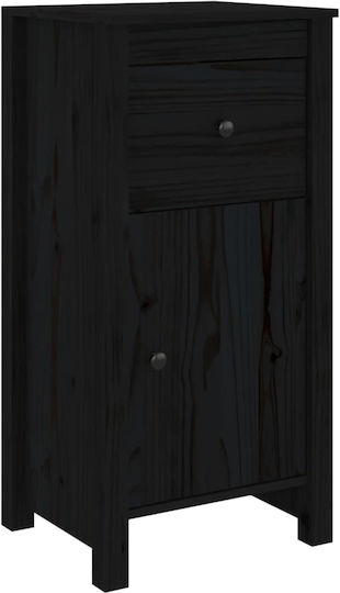 vidaXL Wohnzimmer Vitrine aus Massivholz Schwarz 40x35x80cm