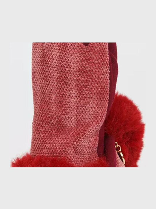 Women's Woolen Gloves with Fur Burgundy GL-16