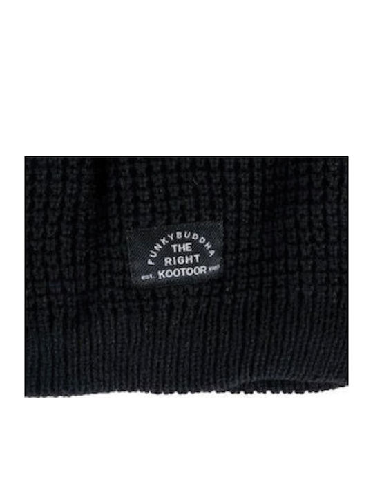 Beanie Unisex Σκούφος με Rib Πλέξη σε Μαύρο χρώμα