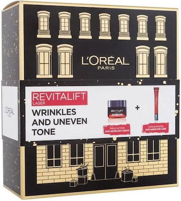 L'Oreal Paris Revitalift Laser Wrinkles and Uneven Tone Skin Care Set for Αnti-ageing with Face Cleanser & Eye Cream