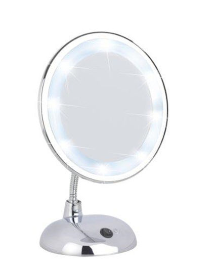 Wenko Oglindă de machiaj De masă Style cu lumină 22.5x22.5cm Argintiu