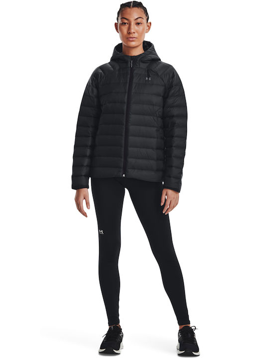 Women's Short Puffer Jacket for Winter with Hood Black