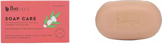 Βιολόγος Tea Tree Oil & Red Clay Μπάρα Σαπουνιού με Βούτυρο Καριτέ 130gr