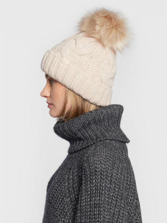 Beanie Cap with Braid Beige