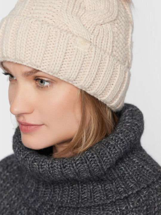 Beanie Cap with Braid Beige