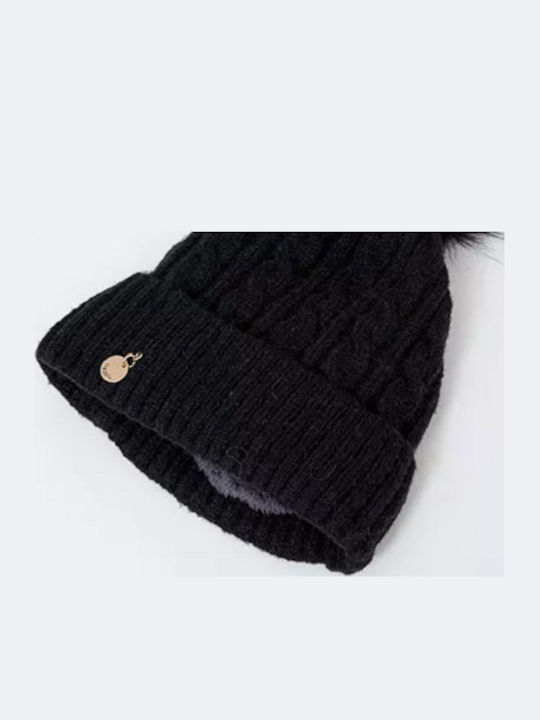 CP-04 Γυναικείος Pom Pom Beanie Σκούφος σε Μαύρο χρώμα
