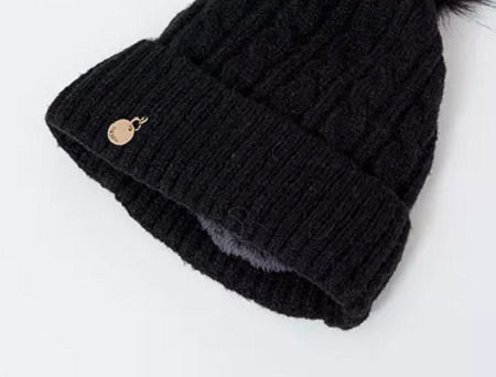 CP-04 Γυναικείος Pom Pom Beanie Σκούφος σε Μαύρο χρώμα
