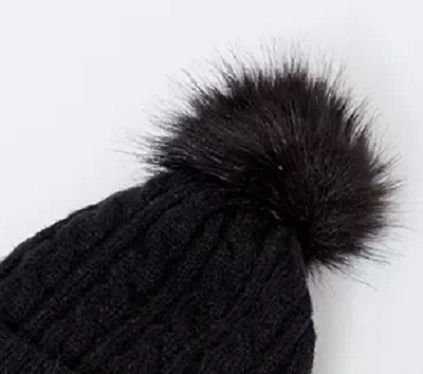 CP-04 Γυναικείος Pom Pom Beanie Σκούφος σε Μαύρο χρώμα