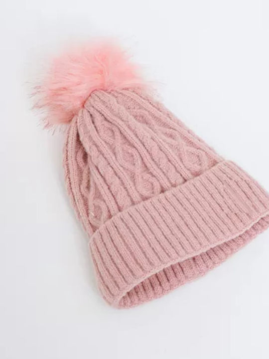 Fragola CP-03 Γυναικείος Pom Pom Beanie Σκούφος σε Ροζ χρώμα