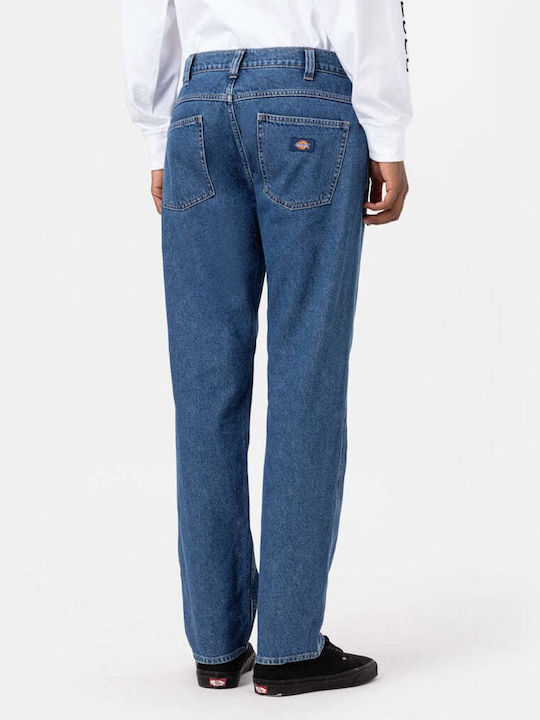 Houston Ανδρικό Παντελόνι Τζιν Cropped με Relaxed Straight Εφαρμογή Μπλε
