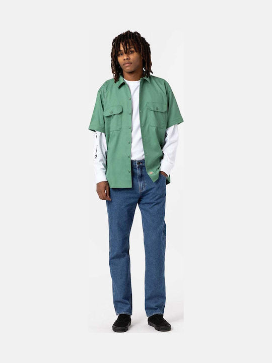 Houston Ανδρικό Παντελόνι Τζιν Cropped με Relaxed Straight Εφαρμογή Μπλε