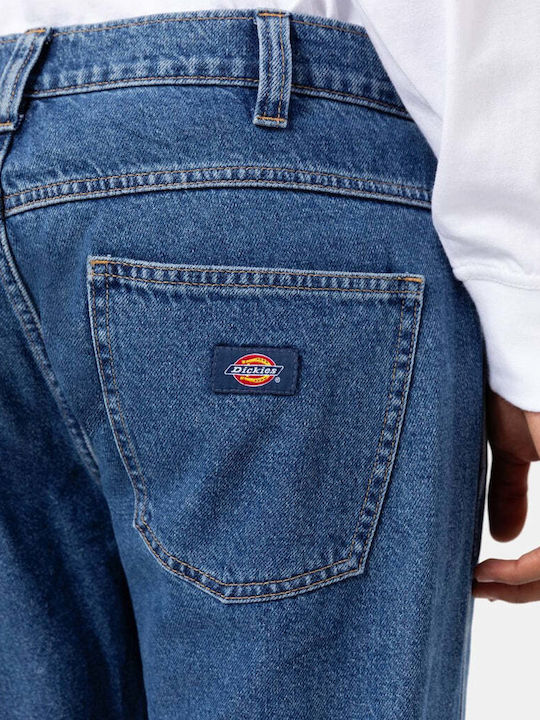 Houston Ανδρικό Παντελόνι Τζιν Cropped με Relaxed Straight Εφαρμογή Μπλε