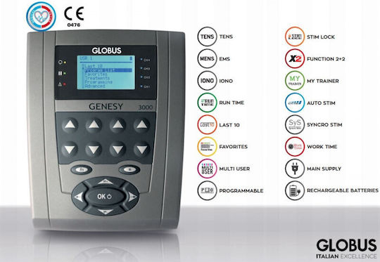 Globus Italia Genesy 3000 EMS / TENS Total Body Portable Muscle Stimulator