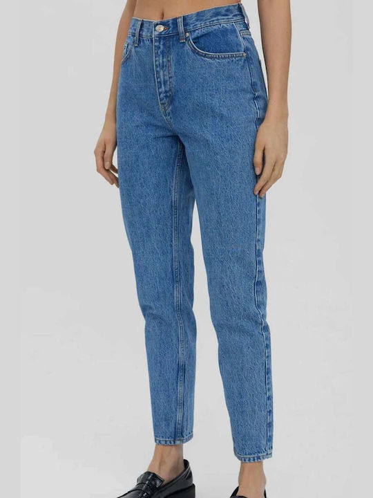 Vero Moda Ψηλόμεσο Γυναικείο Jean Παντελόνι σε Mom Εφαρμογή Medium Blue
