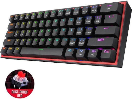 Redragon K617 FIZZ Gaming Mechanical Keyboard 60% with Custom Red switches and RGB lighting (English US)