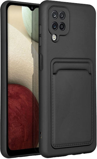 Forcell Card Umschlag Rückseite Silikon mit Kartenhalter Schwarz (Galaxy A12)